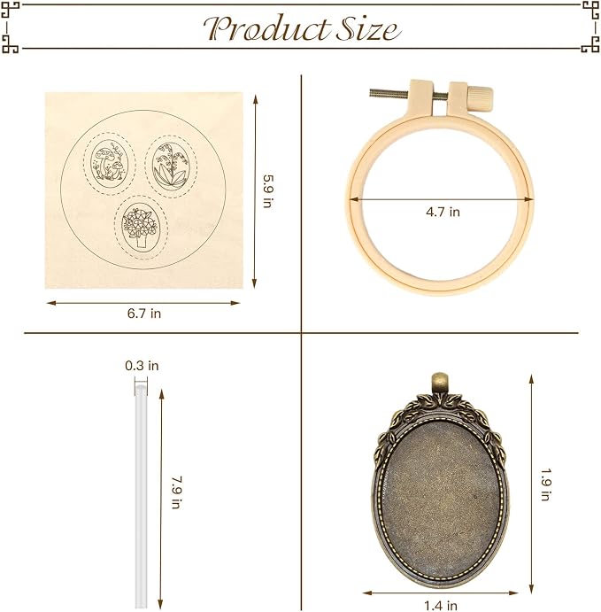 ZOCONE 3 Packs Embroidery Necklace Kit, Embroidery Pendant Kits Mini Cross - Image 3