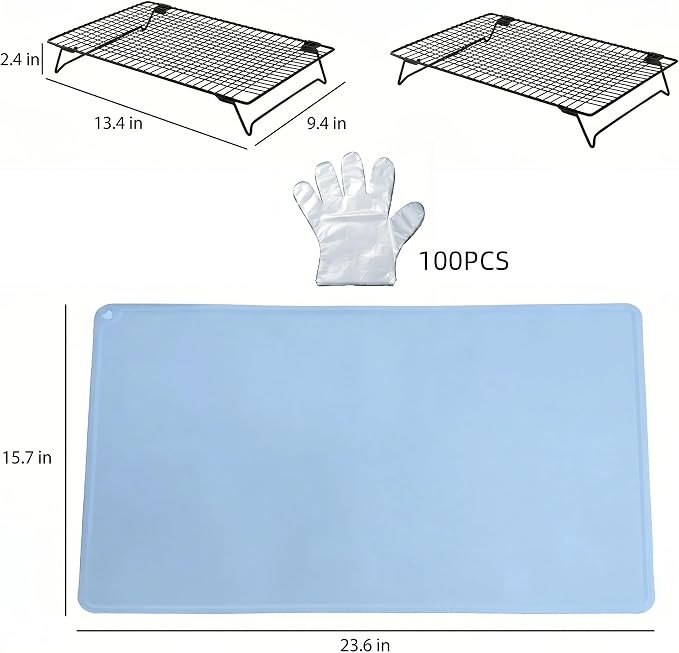 Tie Dye Kit with 2 Adjustable Folding Racks, Non-Slip Silicone Pad & 100 - Image 3
