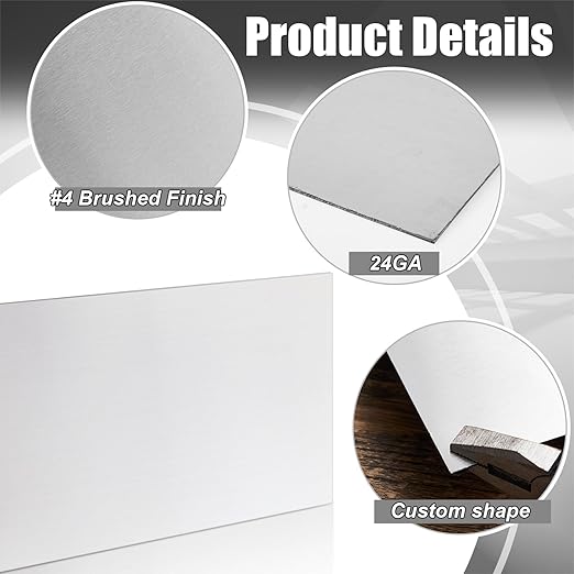 1 Pcs 430 Stainless Steel Sheet Metal 10 x 8 Inches 24GA Metal Plates Panel #4 Brushed Finish Magnetic Mount Board Wall Food Truck Restaurant Crafting Kitchen Floor Trailer Garage Gym