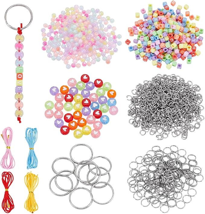 CRAFTYMELODY 606Pcs DIY Keychain Making Crafts Kits Beaded Keychain Making Kit by CRAFTYMELODY