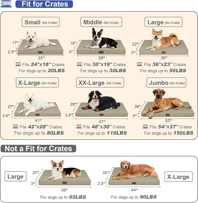 Outdoor Large Washable Dog Bed, Orthopedic Egg Crate Foam Dog Crate Mat - Image 2
