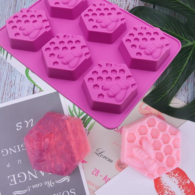 Sakolla 2 Pack Honeycomb Silicone Soap Molds, 6 Cavity Hexagon Bee Silicone - Image 3