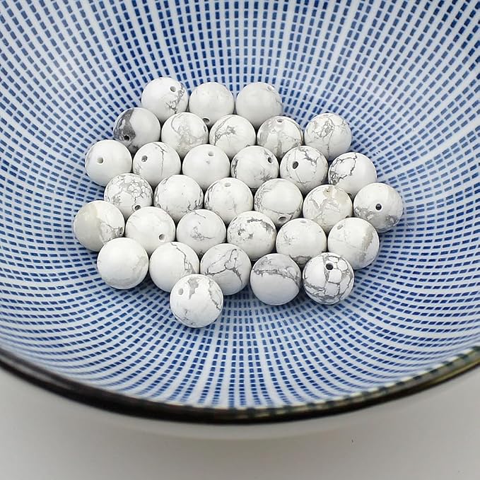 MJDCB Natural Stone Beads White Howlite Round Loose Beads - Image 6