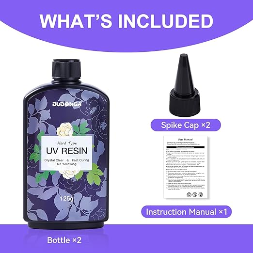 UV Resin 250g, DUDONGA Low Viscosity Crystal Clear Ultraviolet Thin Epoxy Resin, Quick-Curing & Low Shrinkage UV Glue Kit for Crafts, Jewelry Making, Casting