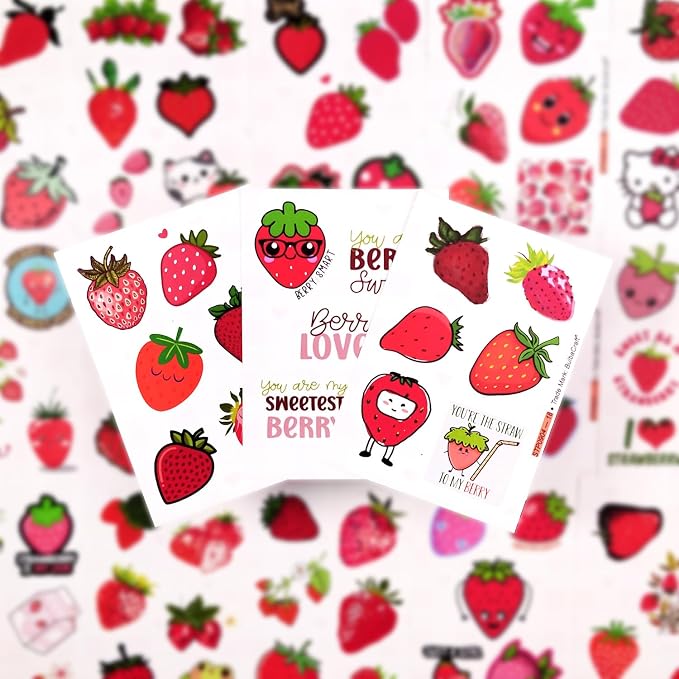 BulbaCraft 100Pcs Strawberry Stickers & Laptop Decals - Image 7
