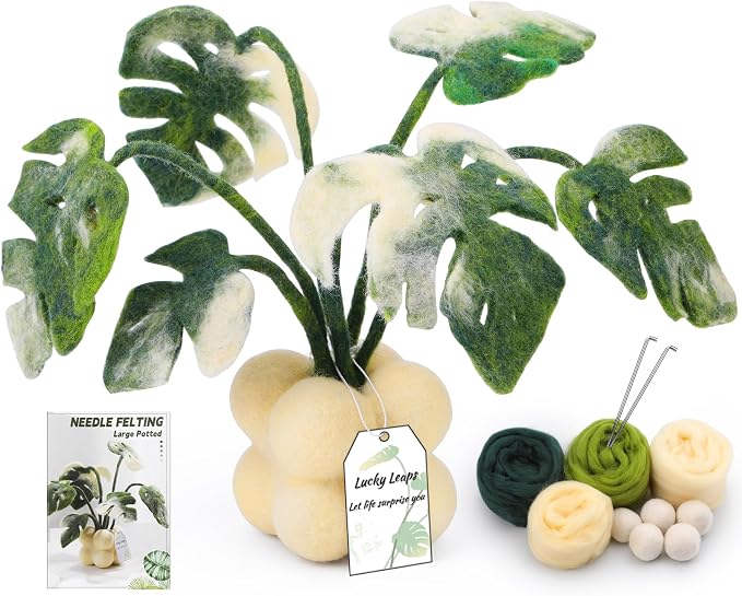 OEHPICC Needle Felting Kit for Beginners, Monstera Potted Plant Felt Kit | Wool by OEHPICC