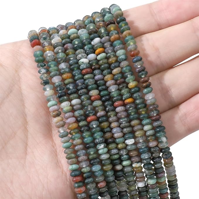Natural Indian Agate Disk Stone Beads 4x2mm 160pcs Rondelle Loose Semi Gemstone Beads for Jewelry Making Design