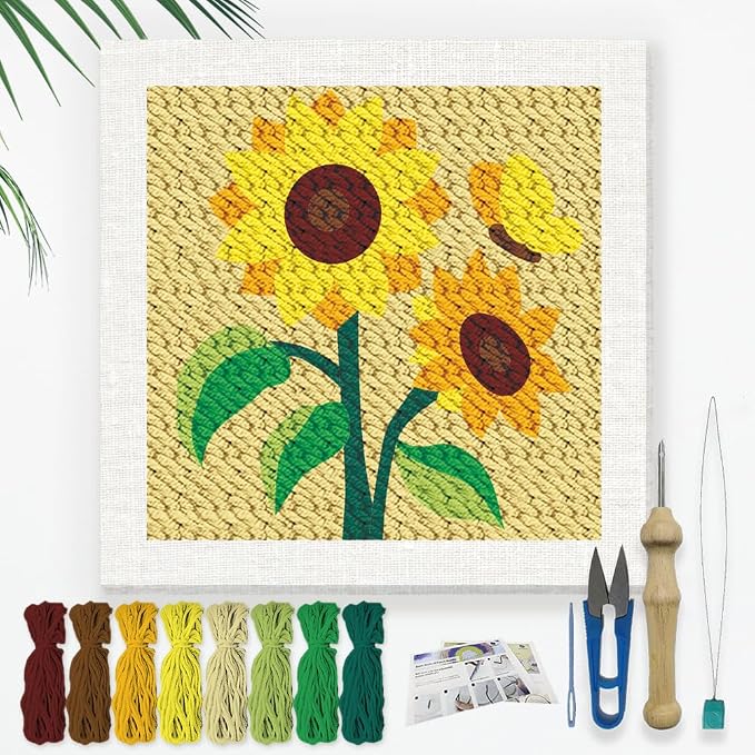 Doodlream Sunflower DIY Punch Needle Embroidery Kit by Doodlream