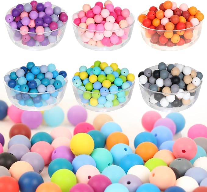 ZIFTY 240Pcs Silicone Beads for Keychain Making Kit 15mm Silicone Beads Bulk 30 by ZIFTY