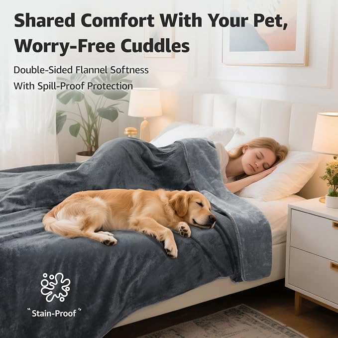 LOOBANI Waterproof Blanket for Bed: Reversible Soft Flannel Queen Bed Blanket - Image 2