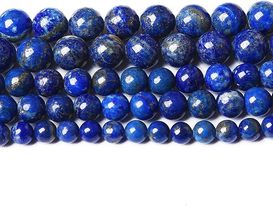 8mm 90PCS AAA+ Natural Lapis Lazuli Gemstone Beads Round Loose Stone Beads for Jewelry Making DIY Bracelets Necklace Earrings 32" 2 Strands