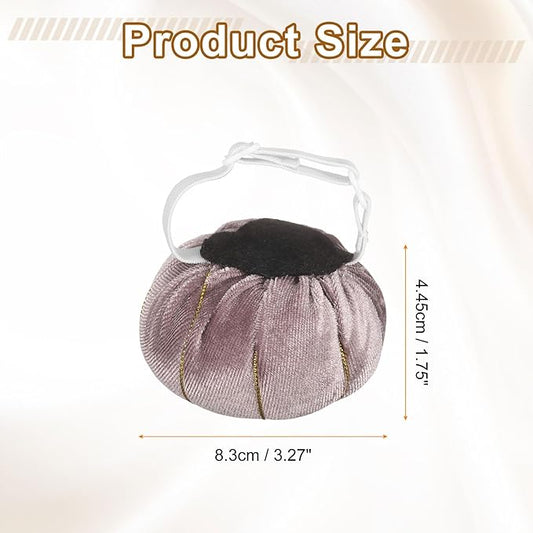 HARFINGTON Wrist Pin Cushion Wristband Sewing Pincushion Polyester Pin Holder Wearable Pumpkin Shaped Needles Wristband with 100 Head Needles for Sewing Quilting DIY Crafts, Gray