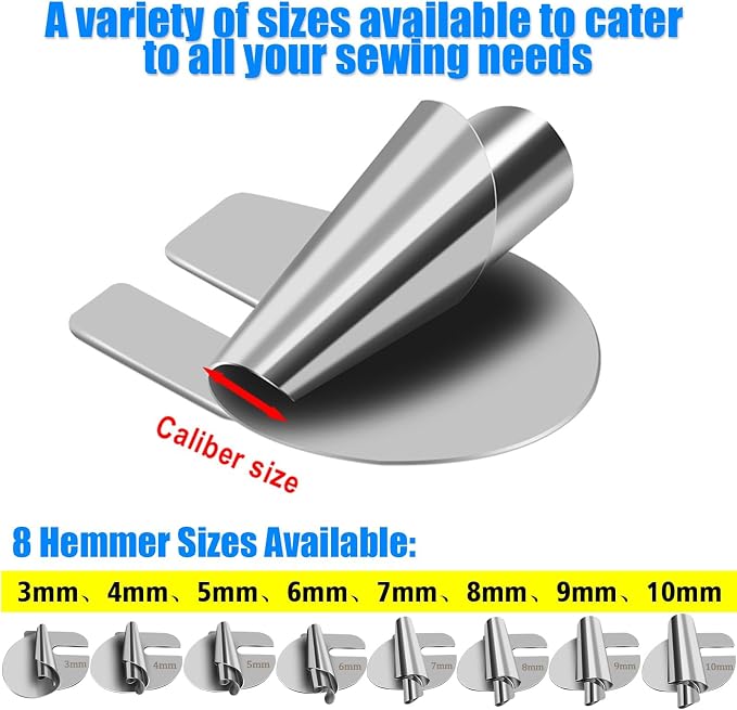 TOOVREN Universal Sewing Rolled Hemmer Foot 4PCS Rolled Hem Presser Foot - Image 5