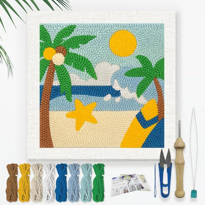 Doodlream Summer Beach DIY Punch Needle Embroidery Kit by Doodlream