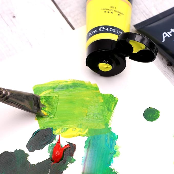 Artecho Yellow Acrylic Paint, Lemon Yellow Paint Tubes, Art Craft Paints - Image 4
