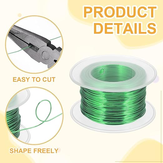 uxcell 20 Gauge / 0.8mm Anodized Aluminum Wire for Jewelry Craft Making, 102 Feet Bendable Flexible Wire for DIY Home Decor Gardening Sculpture, Green