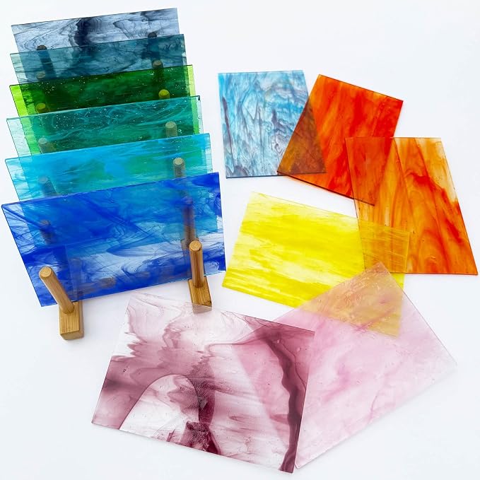 LITMIND 12 Sheets Streaky Transparent Stained Glass Pack – Mystic Wispy Rainbow - Image 6