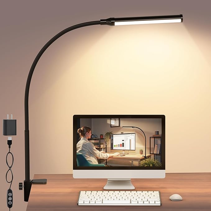 ShineTech LED Desk Lamp with Clamp, Clip On Desk Lamp by ShineTech