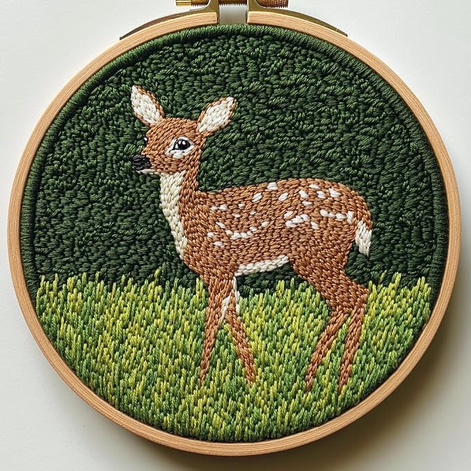 Generic Punch Needle Kit for Beginners, Sika Deer and Grass Embroidery Set by Unknown