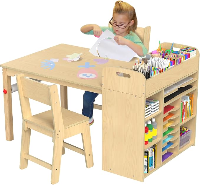 GDLF Kids Art Table and Chairs Set, Craft Desk - Image 3