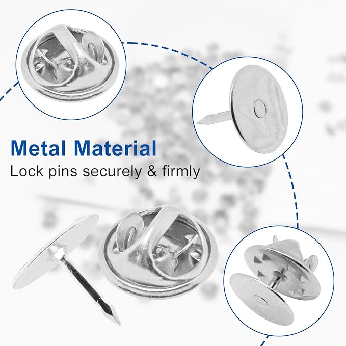 50 Set Pin Backs, Blank Pins Scatter Butterfly Clutch Pin Holder Enamel Pin Locking Backs Tie Tacks Jewelry Pin Backings Clasp for Brooch Lapel Hat Uniform Badges Tie Tack (10mm, Silver)
