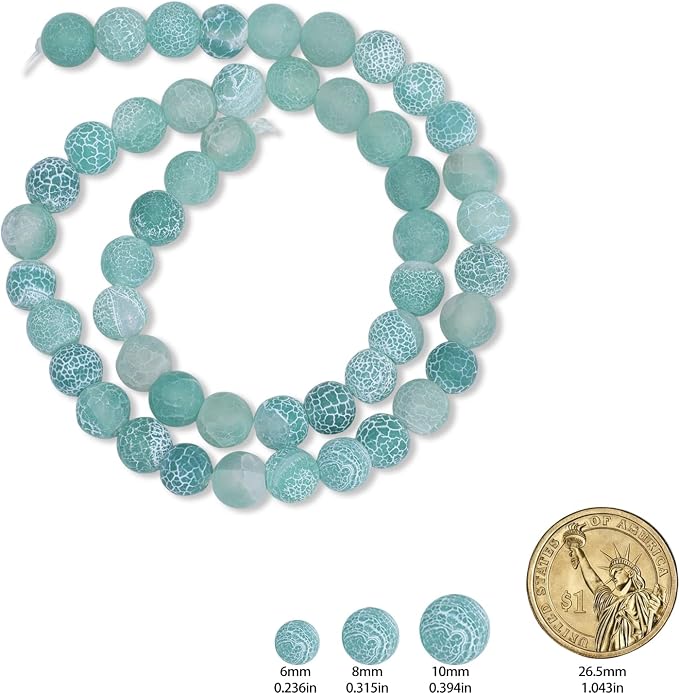 36pcs Natural Matte Green Oxidized Gemstone Beads，10mm Frosted Round Loose - Image 2