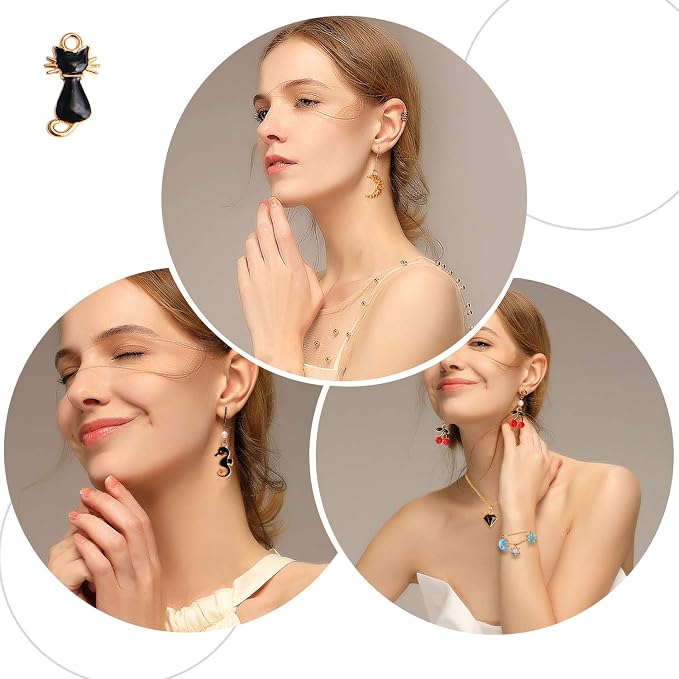 SANNIX 170Pcs Jewelry Making Charms Assorted Gold Plated Enamel Necklace - Image 6