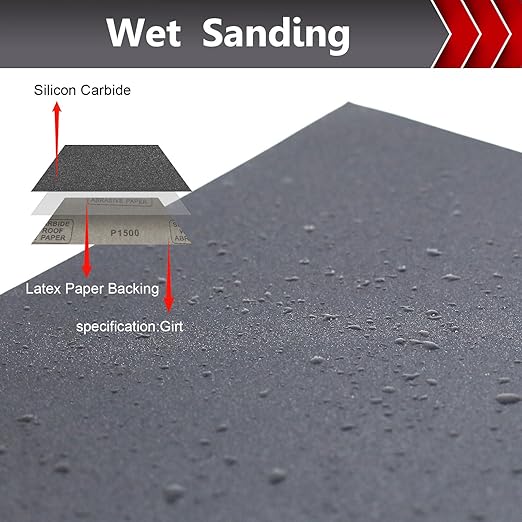 1500 Grit Sand Paper, 12Pcs Wet or Dry Sandpaper Assortment Sandpaper for Wood Metal Furniture Hand Sander Sand Paper Set Sandpaper Sheets Cut for Use 9" x 11"/12 Sheets