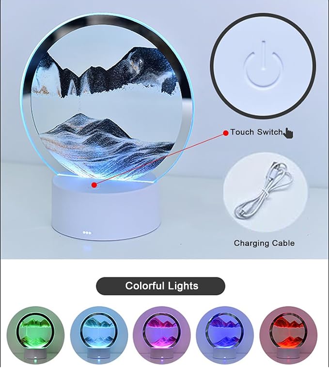 Moving Sand Art Lamp, 3DMoving Sand Art, Quicksand Bedside Lamp, Creative Glass - Image 6