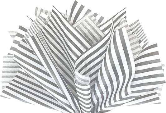 Flexicore Packaging Gray Pin Stripe Print Gift Wrap Tissue Paper Size: 15 Inch X 20 Inch | Count: 50 Sheets | Color: Gray Pin Stripe