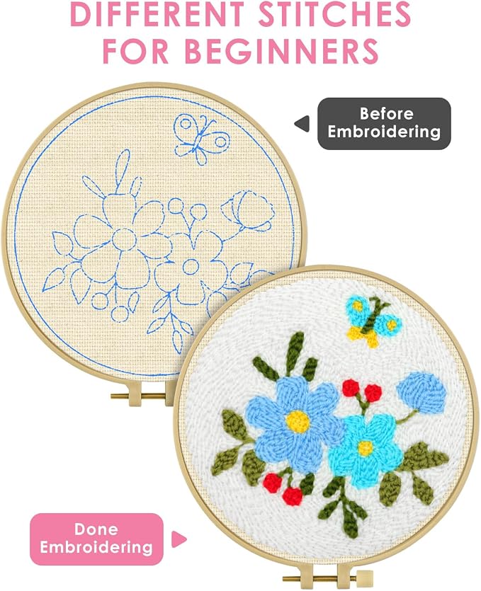 TINDTOP Punch Needle Embroidery Kits, Flowers Punch Needle Kits - Image 3