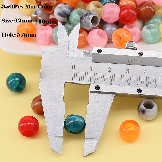 350pcs 12mm Acrylic Colorful Pop Spring Large Hole Rainbow Macrame Beads - Image 5