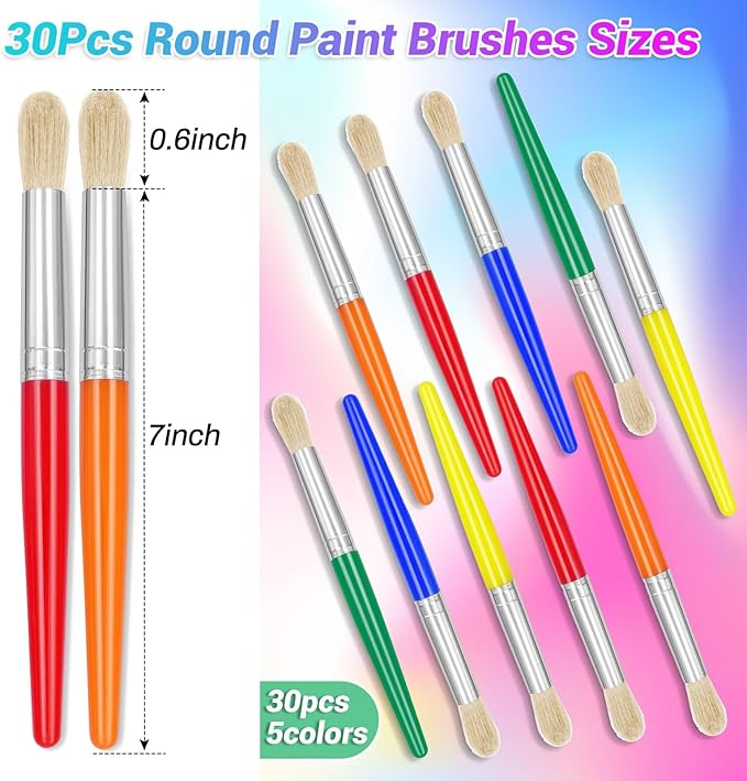 30Pcs Paint Brushes, Anezus Round Paint Brushes - Image 4