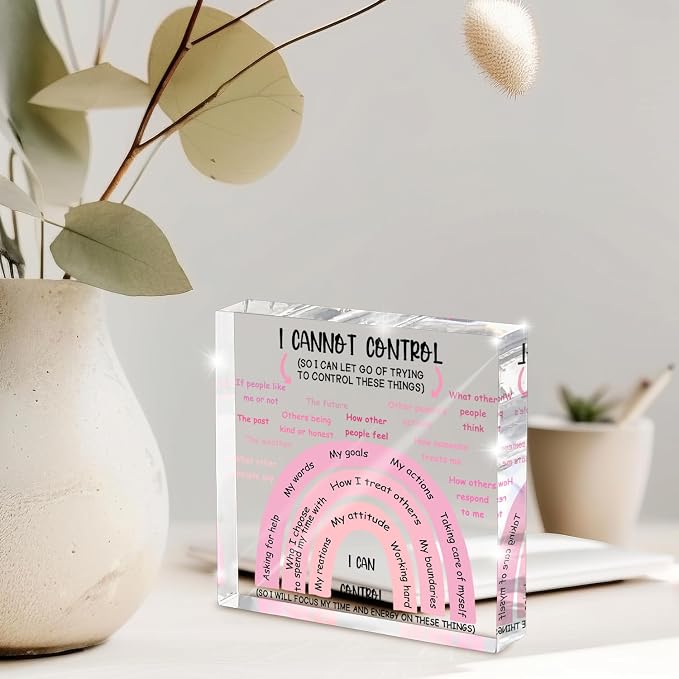 Mental Health I Can Control Decor, 4x4 Inch Pink Acrylic, Women's Therapy - Image 6