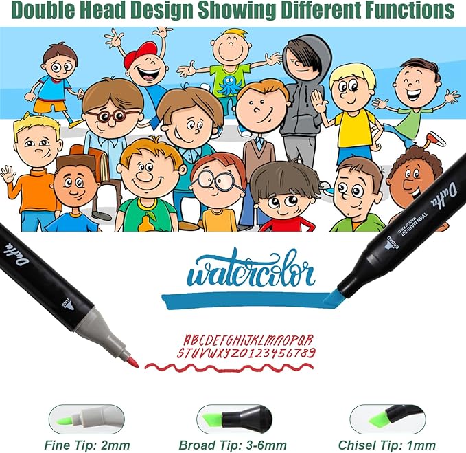 100 Colors Alcohol Markers Set, Dual Tips Blender Art Markers for Drawing Sketching Coloring Artist Pens and Underlining, Professional Permanent Sketch Marker for Kids Adult Coloring
