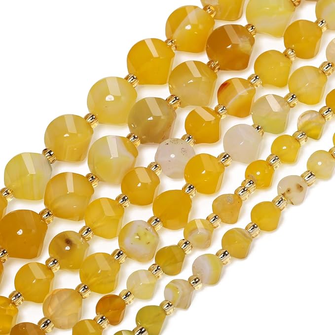 42pcs Natural Yellow Striped Agate Stone Beads - Image 6