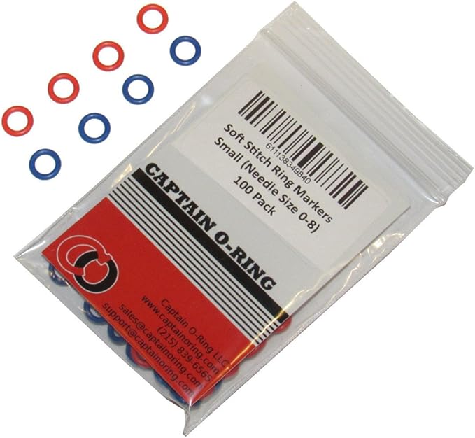 (100 Pack) Soft Stitch Ring Markers, Red & Blue (Small Size for Needle Sizes 0-8, for Knitting/Crochet/etc)