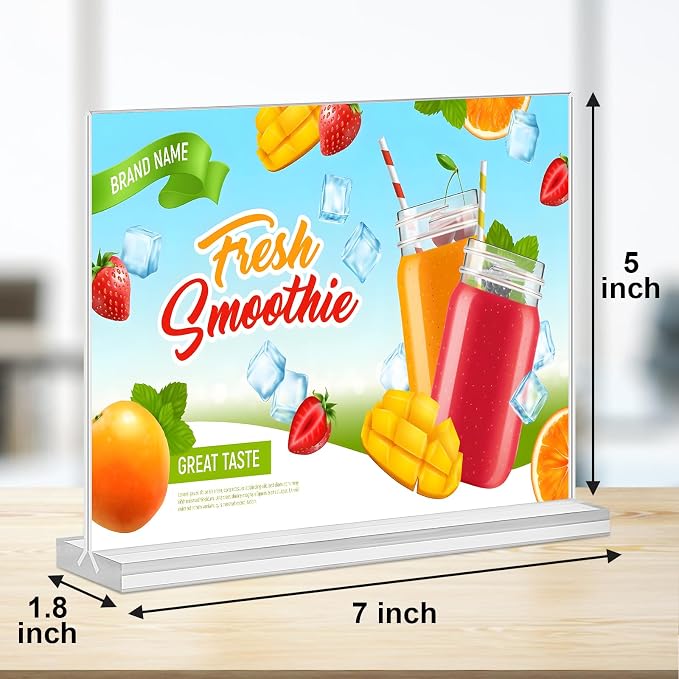 Acrylic Sign Holder 7x5, 6 Pack Clear Sign Holder Double Sided Table Menu - Image 3