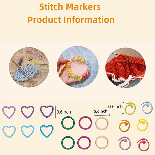 Hilsayum Flower Shape Metal Stitch Markers,50Pcs Colorful Stitch Markers with Storage Box