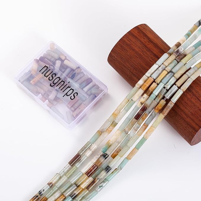 Natural Amazonite Cylinder Tube Beads 4x13mm 38cm/str Loose Semi Gemstone Stone Beads for Making Bracelets Necklace Earrings