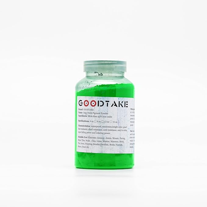 GOODTAKE Concrete Pigment, Grass Green Iron Oxide Pigment Powder, Concrete Cement Dye Color Pigment for Pastel Tile Paint Concrete Cement Mortar Grout (Grass Green, 4 oz)