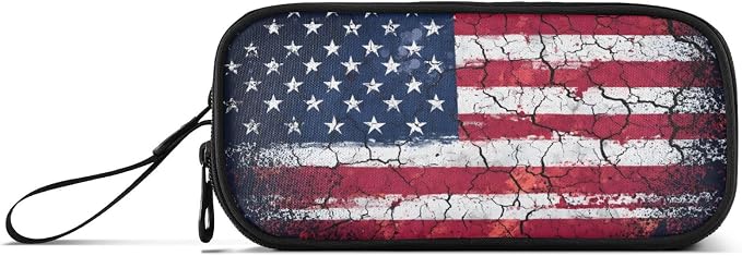Retro American Flag Pencil Case Box Boys Girls Large Pencil Pouch Zipper - Image 6
