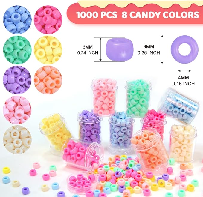 1000 Macaron Candy Pony Beads, Beads - Image 2