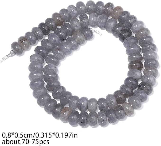Songxi 5x8mm Natural Gray Labradorite Stone Rondelle Beads, Gemstone - Image 2