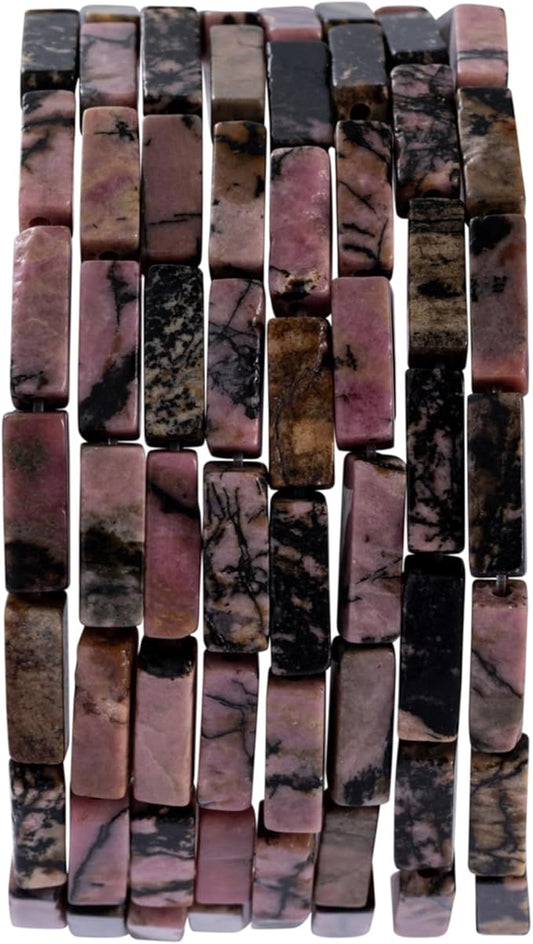 Natural Rhodochrosite Rectangle Tube Beads 4x13mm 38cm/str Loose Semi Gemstone Stone Beads for Making Bracelets Necklace Earrings
