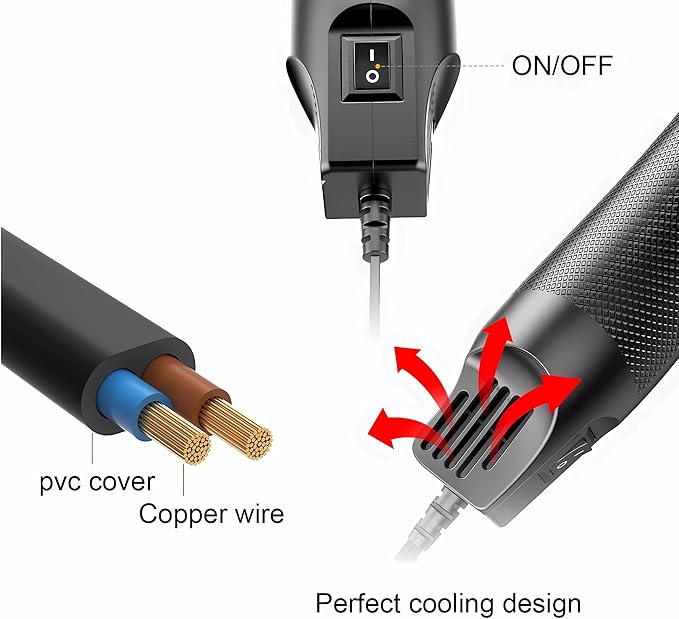 Heat Gun, Uptdae Version 110V 300W Mini Handheld Hot Air Gun with 6.6ft Cable, Portable Heat Gun For Crafting, Embossing, Shrink Wrapping PVC, Drying Paint, Clay, Rubber Stamp