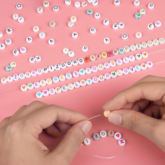 Pizooro Friendship Bracelet Kit, 28 Colors 5040 Pcs Clay Beads 1200 Pcs Letter - Image 7