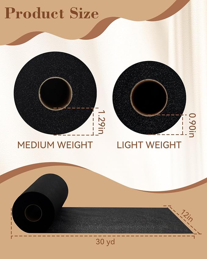 FIVEIZERO Medium Weight Black Iron-On Non-Woven Fusible Interfacing: 12in x - Image 2