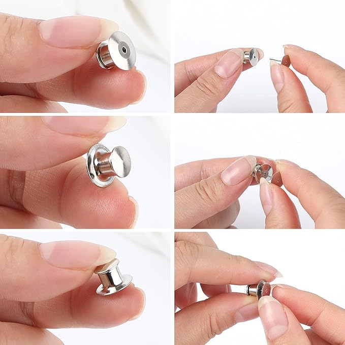 DECYOOL 75 Pieces Metal Pin Backs Locking Pin Keepers Locking Clasp