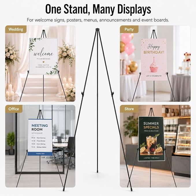 RRFTOK 4 Pack 63 in Sign Easel Stands, Instant-Fold Tripods - Image 8